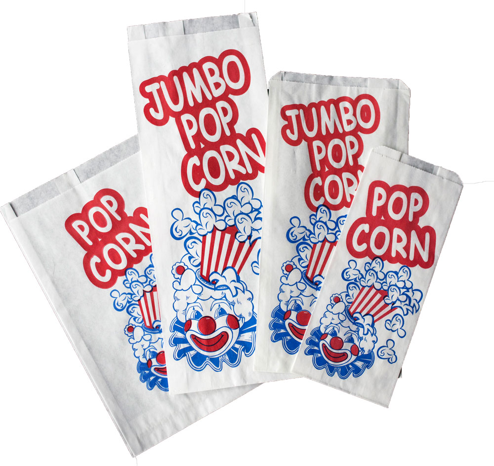 paper popcorn bags printed with clown design