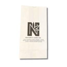 Photo of printed paper dispensary bags.