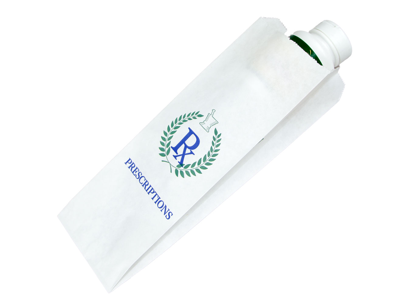 white paper pharmacy prescription bag