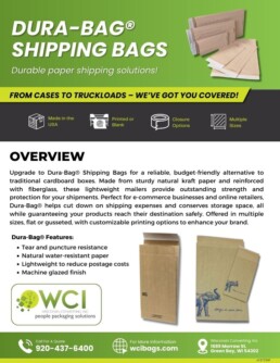 Preview image of the Dura-Bag shipping bag product flyer.