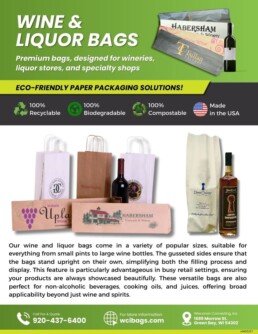Preview image of a product flyer for paper wine and bottle bags.