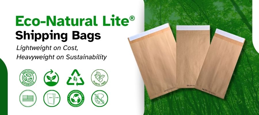Eco-Natural Lite lightweight paper mailers.