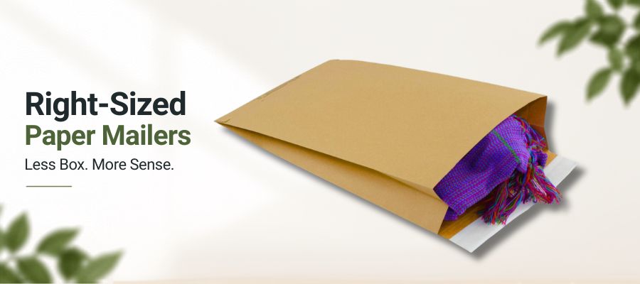 Various sized recyclable paper mailers and shipping bags.